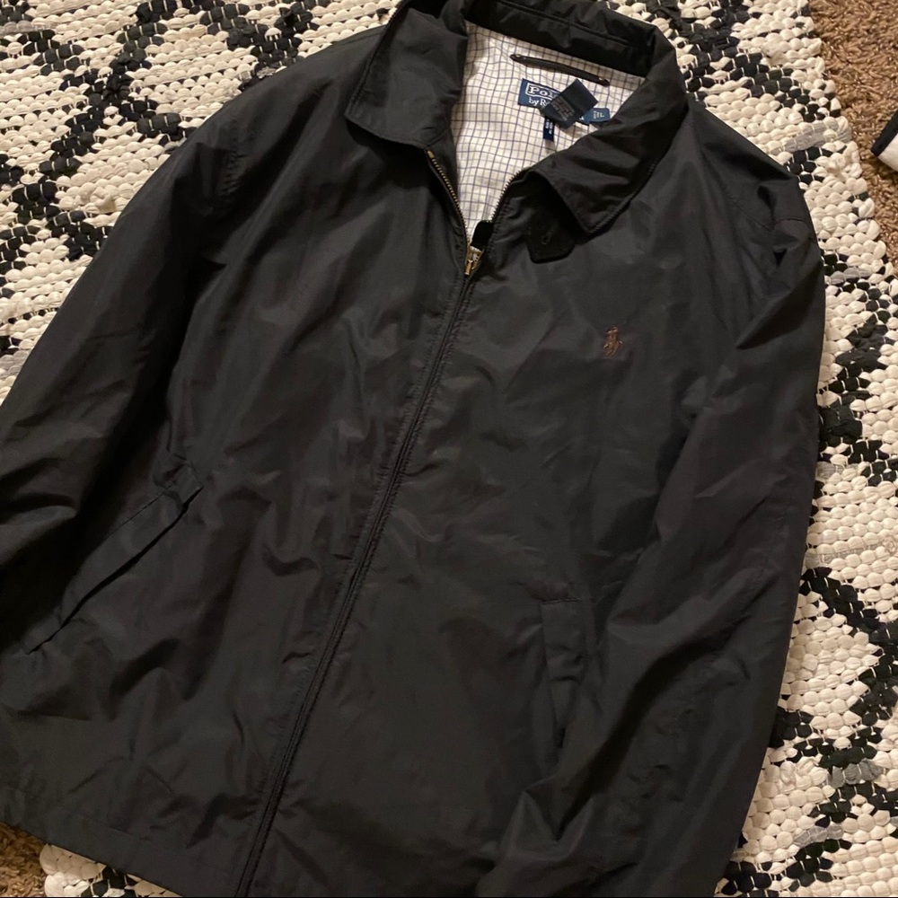 BLACK POLO RALPH LAURN WINDBREAKER ZIP UP JACKET